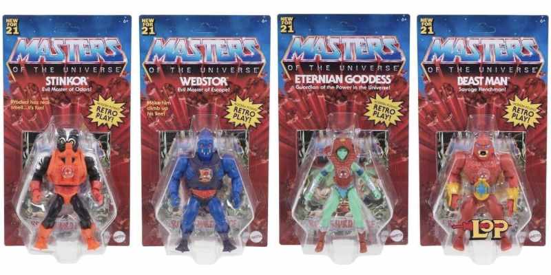 Neue Bilder der MotU Origins Verpackungen von Stinkor, Webstor, Eternian Goddess und Beast Man LoP Final