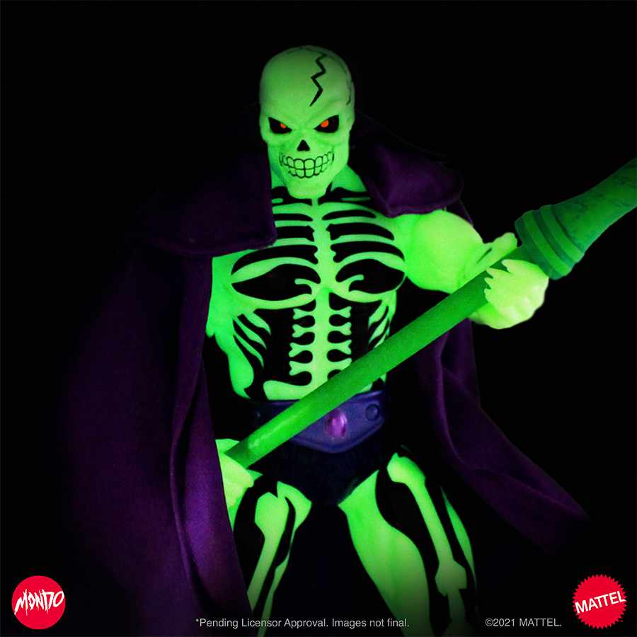 Mondo zeigt auf der Comic Con@Home neue Masters of the Universe Figuren Skeletor und Scare Glow