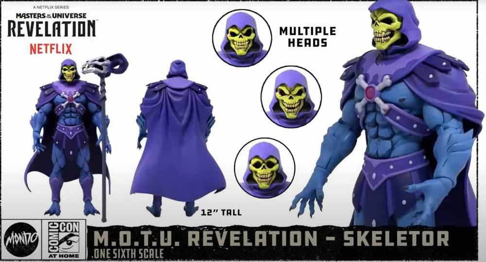 Mondo zeigt auf der Comic Con@Home neue Masters of the Universe Figuren Skeletor und Scare Glow