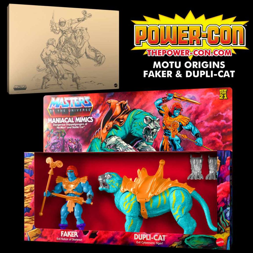 Faker und Dupli-Cat Power-Con 2021 Masters of the Universe MotU Exclusive Figuren