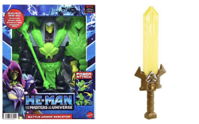Elektrisches Power-Schwert und Battle Armor Skeletor Power-Attack Figur aus He-Man and the Masters of the Universe von Mattel