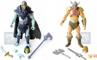 Erste Produktfotos der Masters of the Universe (MotU) Revelation Figuren Barbarian Skeletor und Viking He-Man geleaked