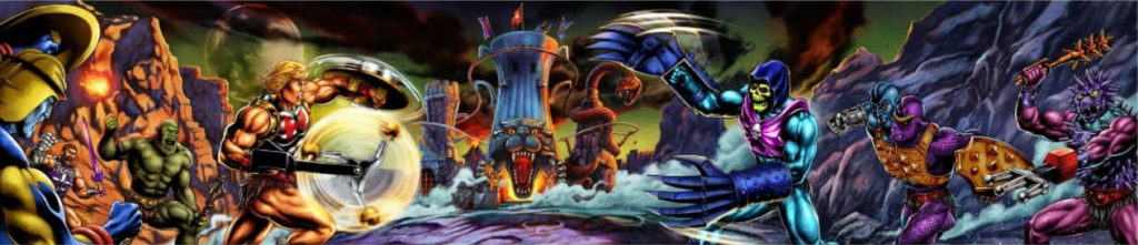 Cardback Artwork der MotU Origins Deluxe Figuren Wave 4 Flying Fists He-Man und Terror Claws Skeletor