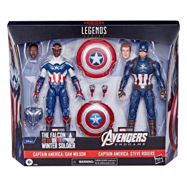 Captain America: Sam Wilson & Steve Rogers Marvel Legends Series Figuren im 2er-Pack von Hasbro aus The Falcon and the Winter Soldier und Avengers Endgame