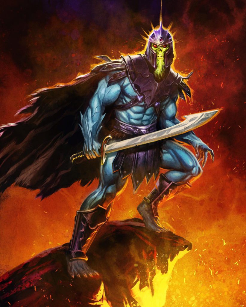 Cardback Artwork der New Eternia Barbarian Skeletor Figur aus der Masters of the Universe Revelation Masterverse Toyline von Mattel