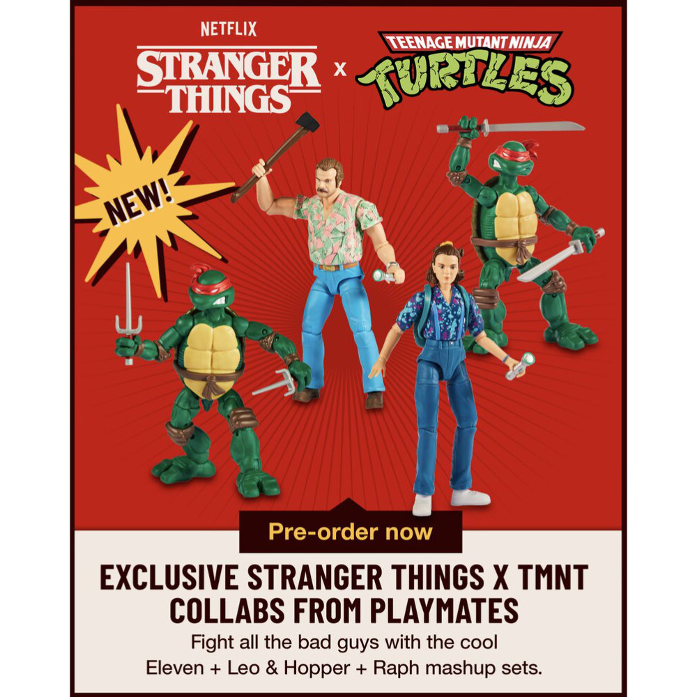 Teenage Mutant Ninja Turtles (TMNT) und Stranger Things Upside Down Remix Target Exclusive Figuren 2er-Pack von Playmates Toys