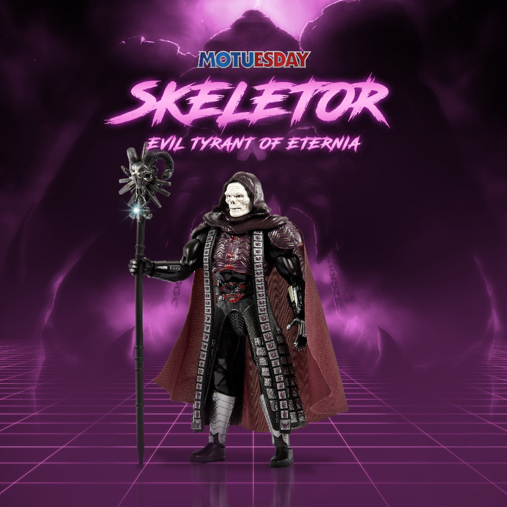 Masterverse Skeletor Figur von Mattel im Design des 1987er MotU Realfilm