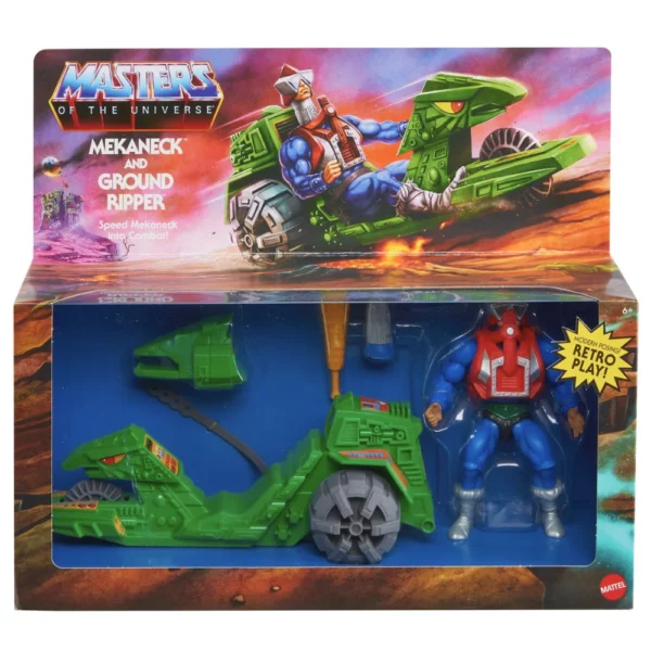 Mekaneck und Ground Ripper Masters of the Universe (MotU) Origins Figur und Fahrzeug von Mattel