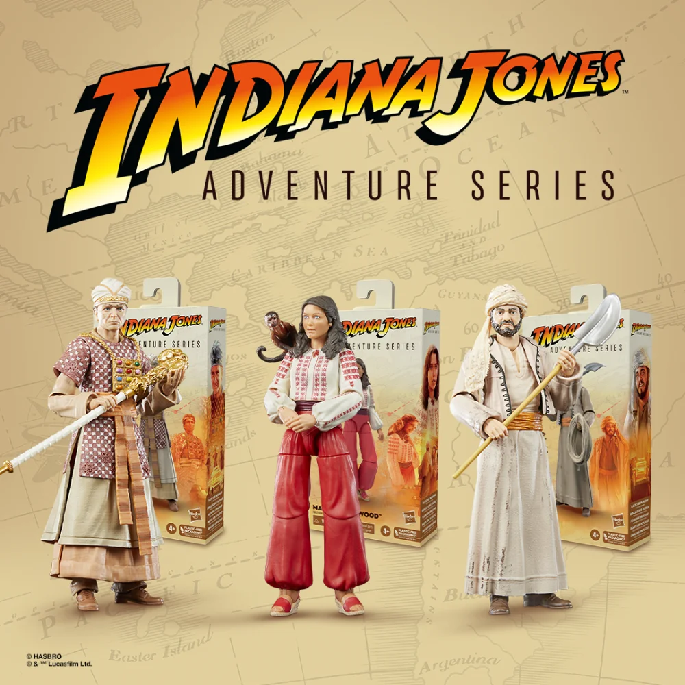 Marion Ravenwood, Rene Belloq (Ceremonial) und Sallah Indiana Jones Adventures Series Figuren von Hasbro aus Indiana Jones: Jäger des verlorenen Schatzes