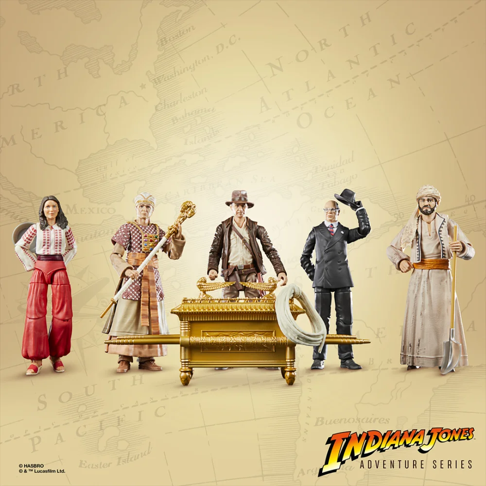 Marion Ravenwood, Rene Belloq (Ceremonial) und Sallah Indiana Jones Adventures Series Figuren von Hasbro aus Indiana Jones: Jäger des verlorenen Schatzes