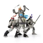 Black & White Michelangelo, Raphael, Donatello und Leonardo Teenage Mutant Ninja Turtles BST AXN 4-Pack von The Loyal Subjects in der IDW Comic Version