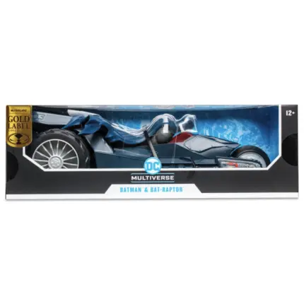Batman und Bat-Raptor DC Multiverse Gold Label Figur und Fahrzeug von Mcfarlane Toys aus The Batman who Laughs