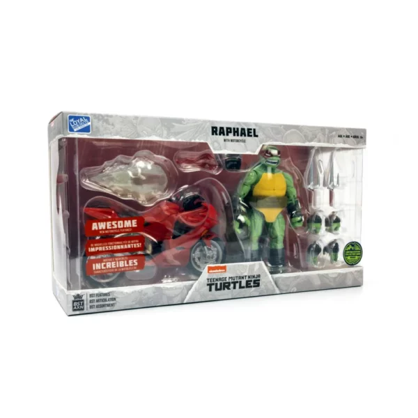 Raphael with Motorcycle Teenage Mutant Ninja Turtles (TMNT) BST AXN Figuren und rotes Motorrad von The Loyal Subjects in der IDW Comic Version