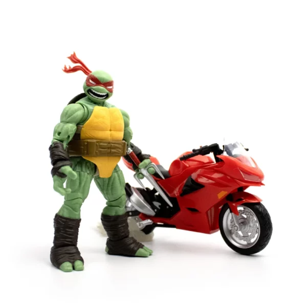 Raphael with Motorcycle Teenage Mutant Ninja Turtles (TMNT) BST AXN Figuren und rotes Motorrad von The Loyal Subjects in der IDW Comic Version