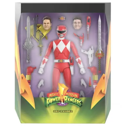 Red (roter) Ranger Power Rangers Ultimates! Figur von Super7 aus der Mighty Morphin Power Rangers Serie