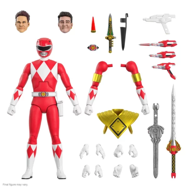 Red (roter) Ranger Power Rangers Ultimates! Figur von Super7 aus der Mighty Morphin Power Rangers Serie