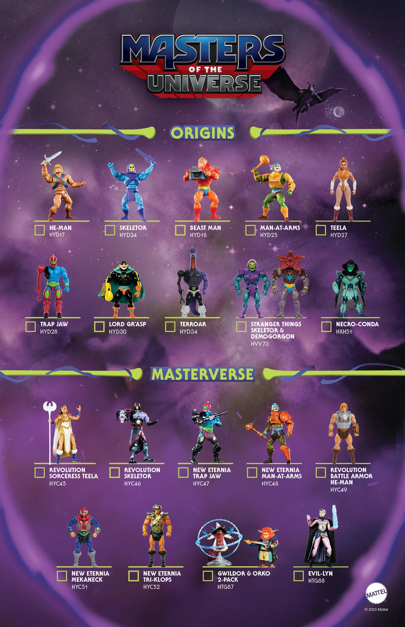 Übersicht der neuen Masters of the Universe Origins und Masterverse Figuren welche im Frühling 2024 erscheinen