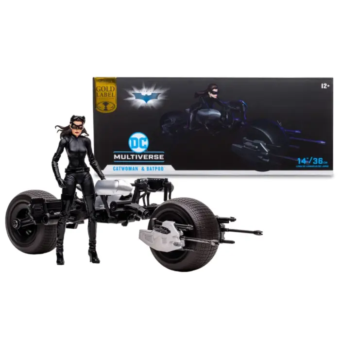 Catwoman und Batpod DC Multiverse Mcfarlane Toys Gold Label Figur und Fahrzeug aus The Dark Knight Rises