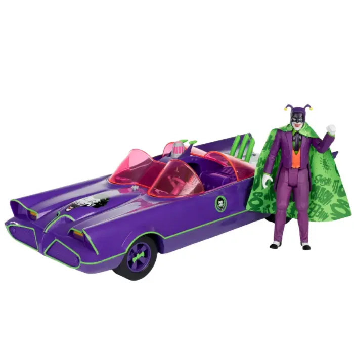 Batmobile & The Joker DC Retro Fahrzeug und Figur von McFarlane Toys aus der Batman 66 Classic TV Serie Batmobile & The Joker DC Retro Fahrzeug und Figur von McFarlane Toys aus der Batman 66 Classic TV Serie