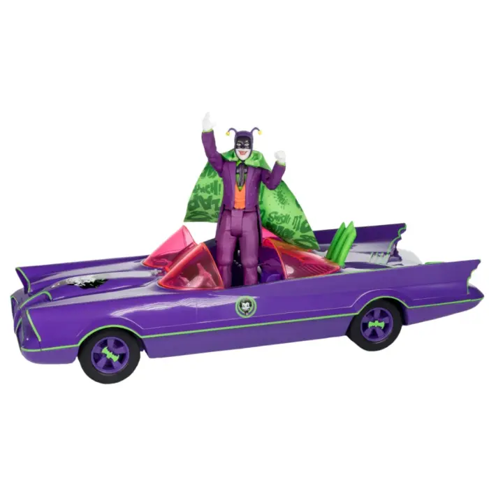 Batmobile & The Joker DC Retro Fahrzeug und Figur von McFarlane Toys aus der Batman 66 Classic TV Serie Batmobile & The Joker DC Retro Fahrzeug und Figur von McFarlane Toys aus der Batman 66 Classic TV Serie