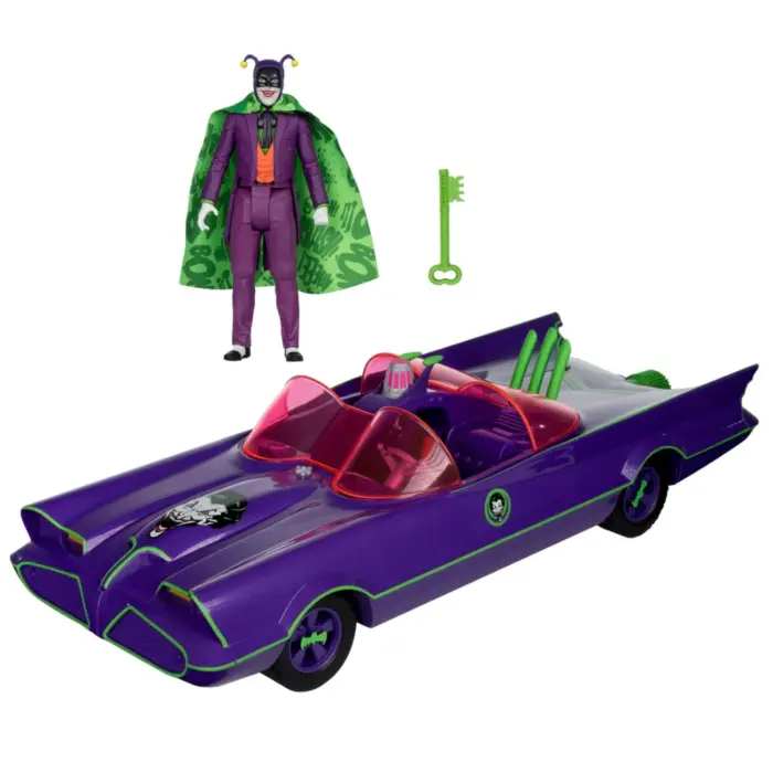 Batmobile & The Joker DC Retro Fahrzeug und Figur von McFarlane Toys aus der Batman 66 Classic TV Serie Batmobile & The Joker DC Retro Fahrzeug und Figur von McFarlane Toys aus der Batman 66 Classic TV Serie