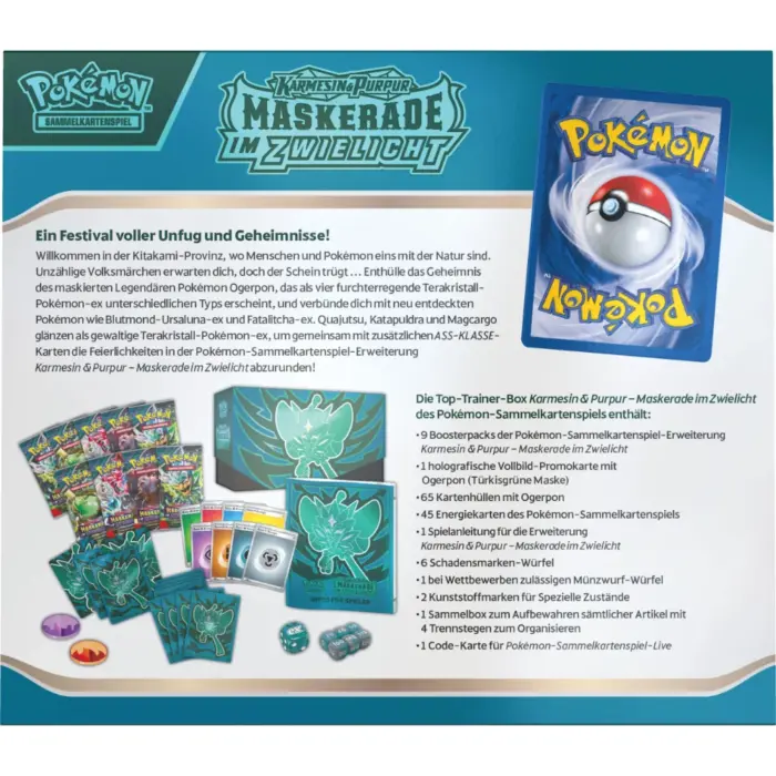 Maskerade im Zwielicht Karmesin und Purpur (KAPU) Pokemon Top Trainer Box deutsche Version Maskerade im Zwielicht Karmesin und Purpur (KAPU) Pokemon Top Trainer Box deutsche Version