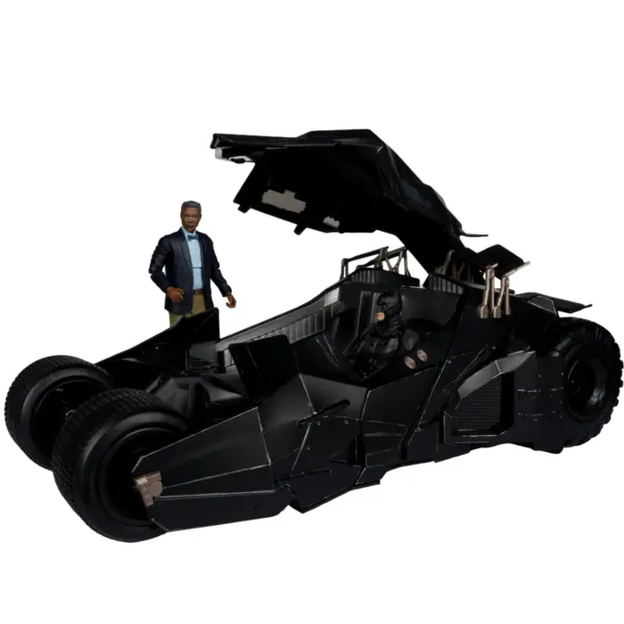 Tumbler mit Lucius Fox DC Multiverse Fahrzeug und Figur von McFarlane Toys aus Batman: The Dark Knight
