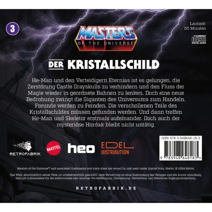 Der Kristallschild (Folge 03) der Masters of the Universe (MOTU) Hörspielserie von Retrofabrik – mit He-Man, Skeletor und ihren legendären Gefährten