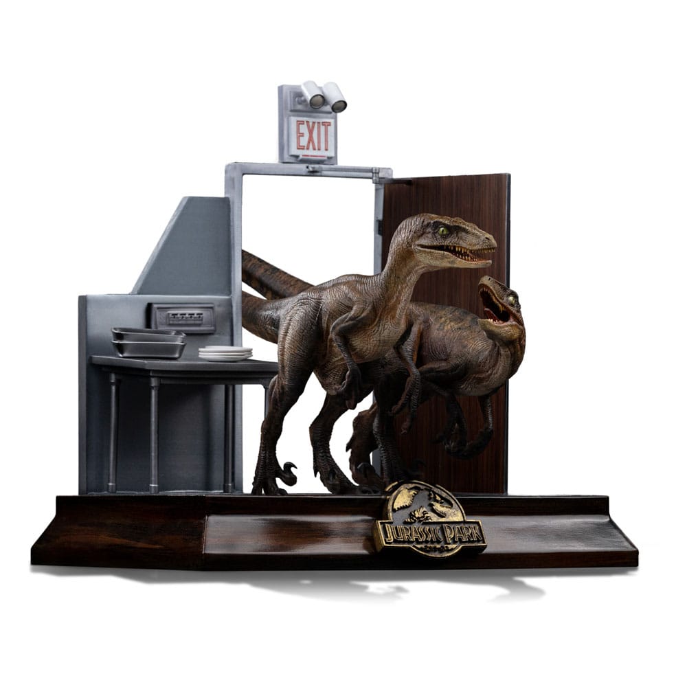 x_is33526.jpg Raptors at the Kitchen's Door - Jurassic Park Art Scale Statue – Bild 1